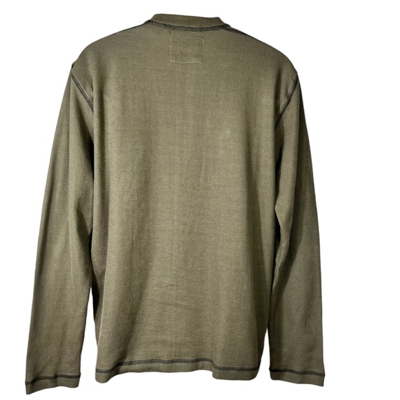 Vintage 1946 Green Henley Wood Buttons Washed Stoned Beaten Shirt Mens Large - Picture 9 of 10